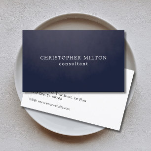 Modern Simple Elegant Blue White Consultant Business Card