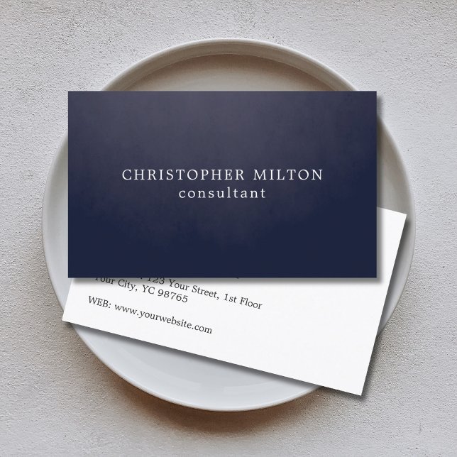 Modern Simple Elegant Blue White Consultant Business Card (Creator Uploaded)