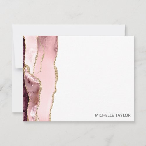 Modern Simple Elegant Blush Pink Agate Note Card