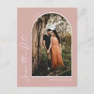 Modern Simple Elegant Blush Pink Save The Date Announcement Postcard