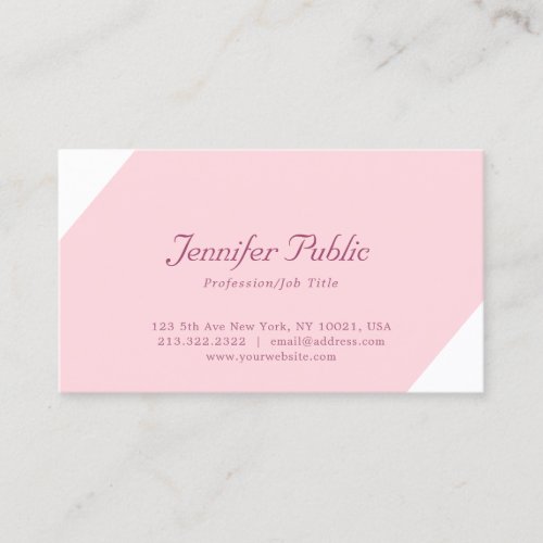 Modern Simple Elegant Blush Pink White Template Business Card
