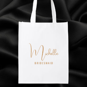 Modern Simple Elegant Bridesmaid Maid of Honor  Grocery Bag
