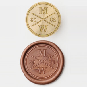 Modern Simple Elegant Chic Double Monogram Year Wax Seal Stamp
