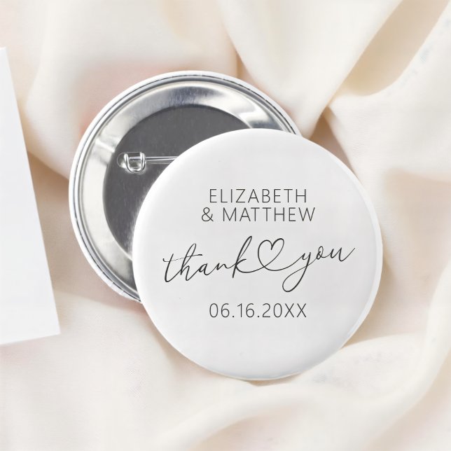 Modern Simple Elegant Chic Minimal Heart Wedding Button (Creator Uploaded)