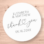 Modern Simple Elegant Chic Minimal Heart Wedding Classic Round Sticker<br><div class="desc">This simple and modern design is composed of sans serif and playful cursive typography with doodle hearts. Perfect for wedding party favors.</div>