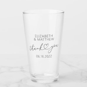 Modern Simple Elegant Chic Minimal Heart Wedding Glass