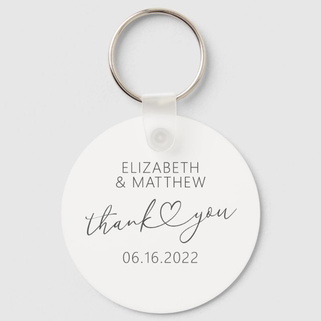 Modern Simple Elegant Chic Minimal Heart Wedding Keychain (Front)