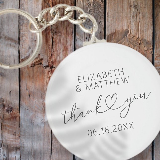 Modern Simple Elegant Chic Minimal Heart Wedding Keychain (Creator Uploaded)