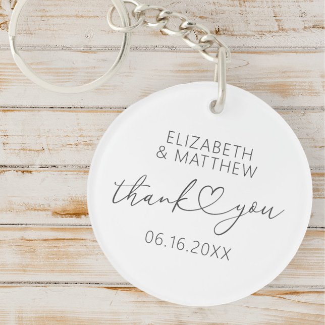 Modern Simple Elegant Chic Minimal Heart Wedding Keychain (Creator Uploaded)