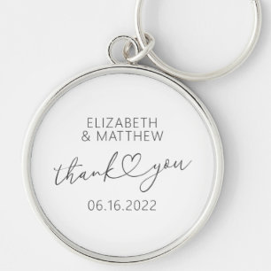 Modern Simple Elegant Chic Minimal Heart Wedding Keychain