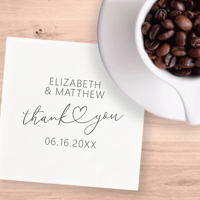 Modern Simple Elegant Chic Minimal Heart Wedding Napkins (Creator Uploaded)