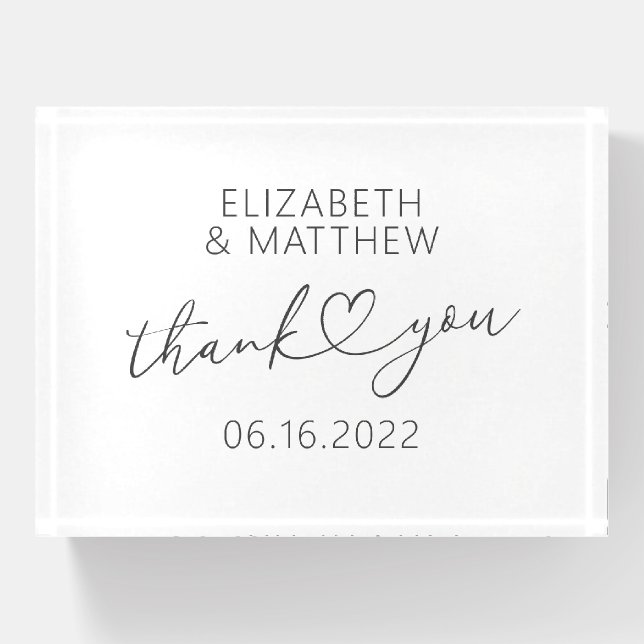 Modern Simple Elegant Chic Minimal Heart Wedding Paperweight (Front)