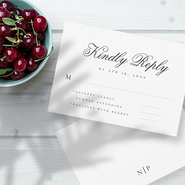 Modern Simple Elegant Chic Monogram Typography RSV RSVP Card (Creator Uploaded)