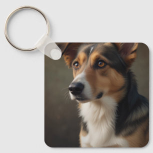 Modern Simple Elegant Chic Pet Photo Keychain