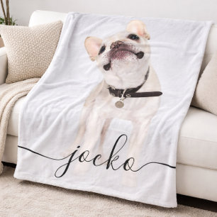Modern Simple Elegant Chic Pet Photo Text Fleece Blanket