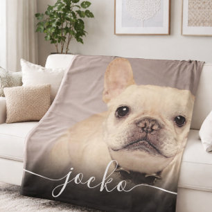 Modern Simple Elegant Chic Pet Photo Text Fleece Blanket