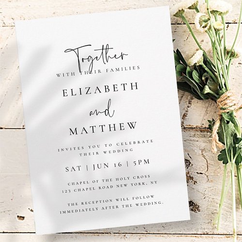Modern Simple Elegant Chic Typography Wedding Invitation