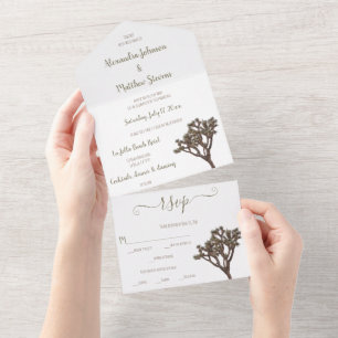 Modern Simple Elegant Color Joshua tree Silhouette All In One Invitation