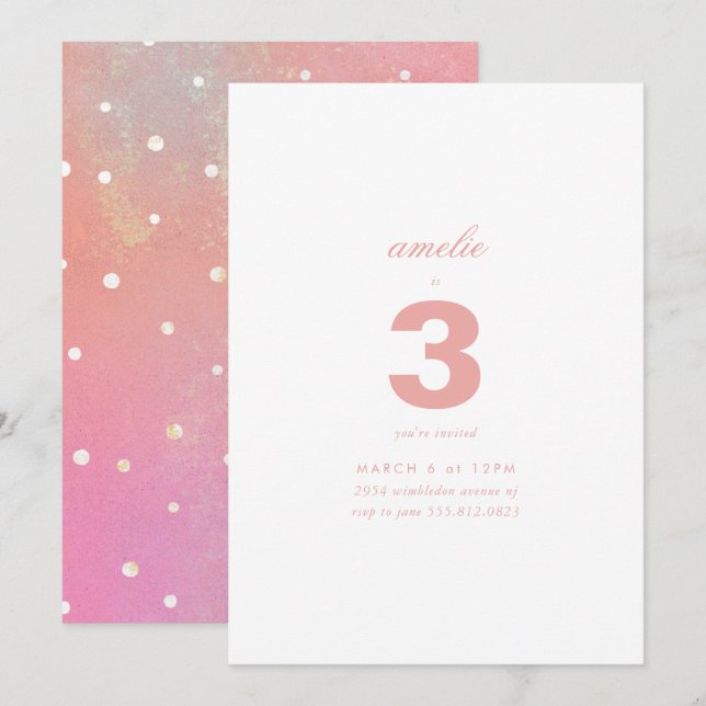 Modern Simple Elegant Custom Kids Birthday Invitation (Front/Back)