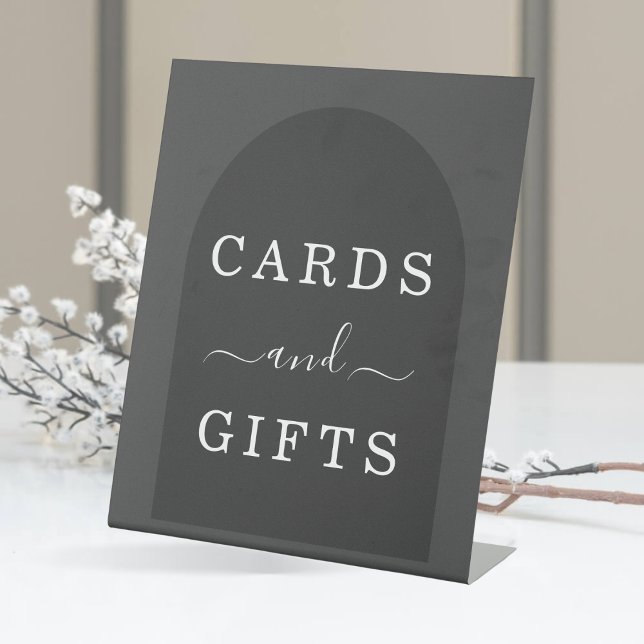 Modern Simple Elegant Dark Gray Arch Cards & Gifts Pedestal Sign (Creator Uploaded)