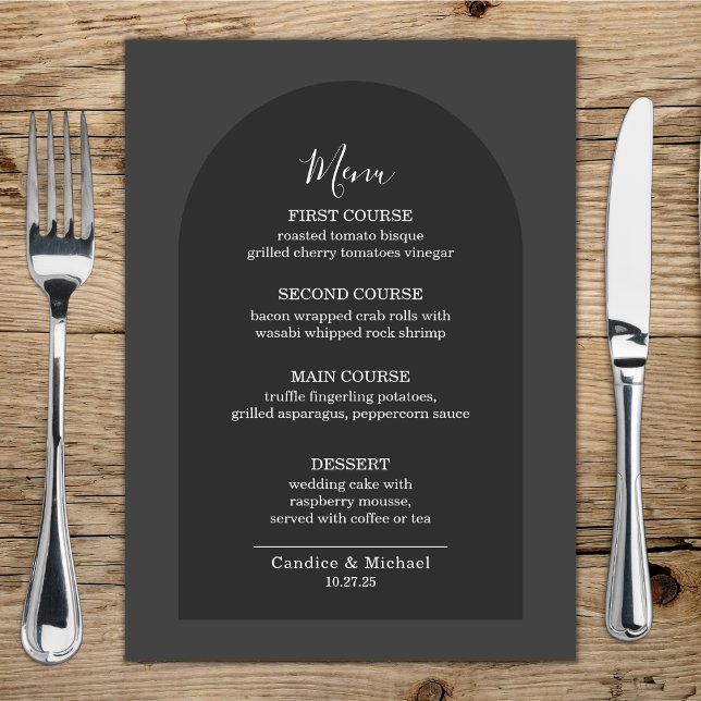 Modern Simple Elegant Dark Gray Arch  Menu (Creator Uploaded)