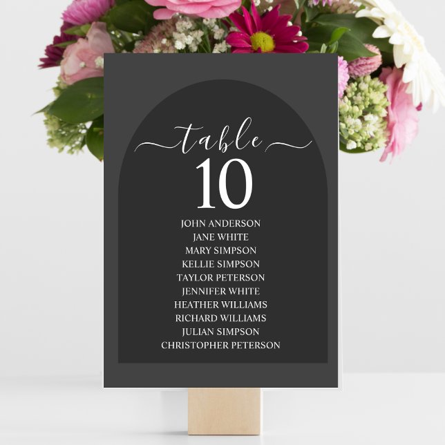 Modern Simple Elegant Dark Gray Arch Table Number (Creator Uploaded)