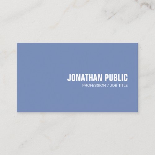 Modern Simple Elegant Design Blue White Plain Business Card
