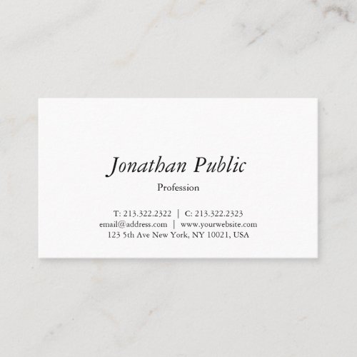 Modern Simple Elegant Design Professional Plain Business Card
