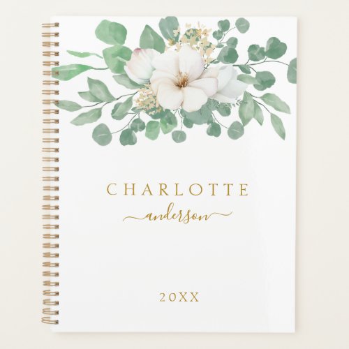 Modern simple elegant eucalyptus flower planner