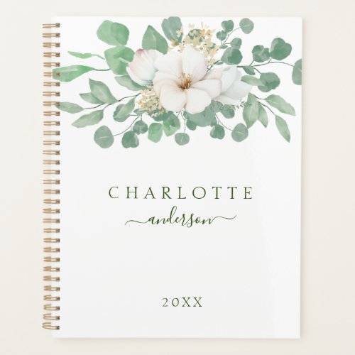 Modern simple elegant eucalyptus flower planner