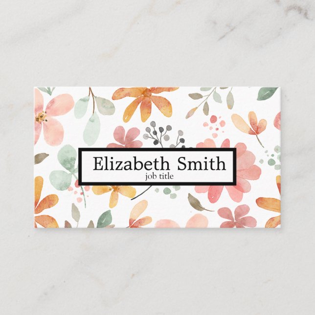 Modern Simple Elegant Floral Business Card (Front)