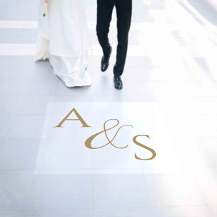 Modern Simple Elegant Gold Monogram Wedding Floor Decals