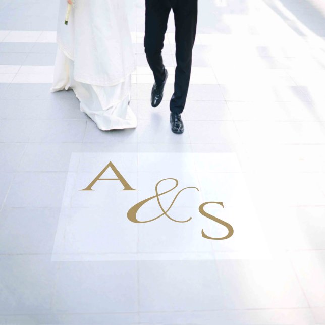 Modern Simple Elegant Gold Monogram Wedding Floor Decals (Wedding)