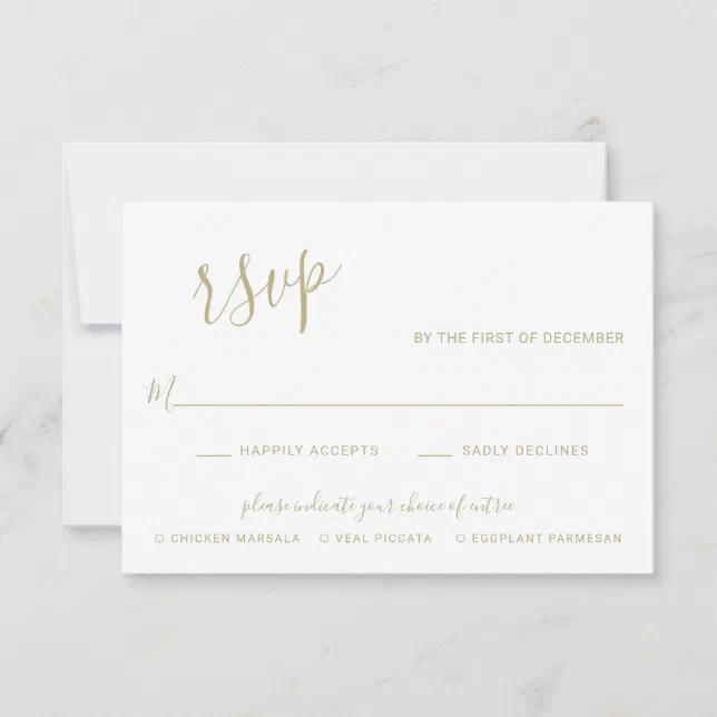 Modern Simple Elegant Gold Wedding RSVP Card | Zazzle