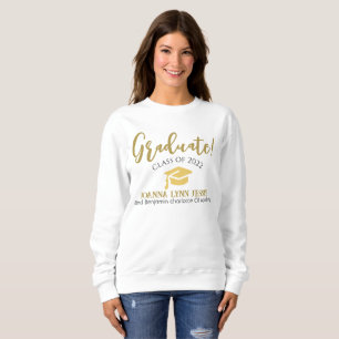 Modern Simple Elegant Graduation gold Cap Script Sweatshirt