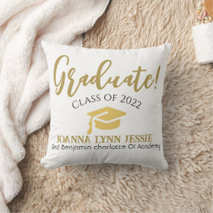 Modern Simple Elegant Graduation gold Cap Script Throw Pillow