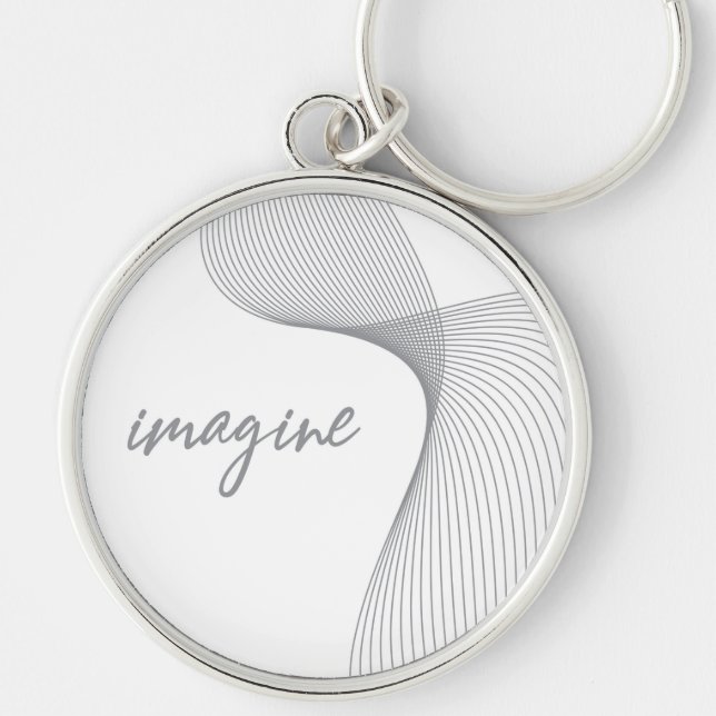 Modern, simple, elegant graphic design of Imagine Keychain (Front)
