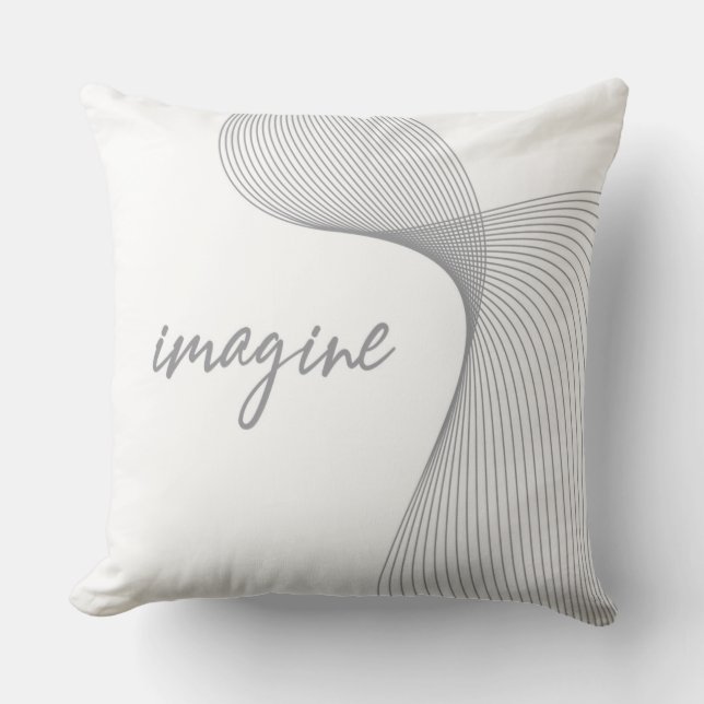 Modern, simple, elegant graphic design of Imagine Throw Pillow (Front)