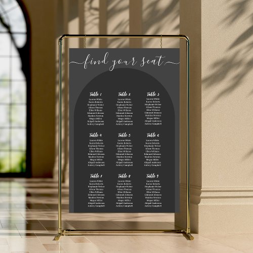 Modern Simple Elegant Gray Arch Seating Chart  Foam Board