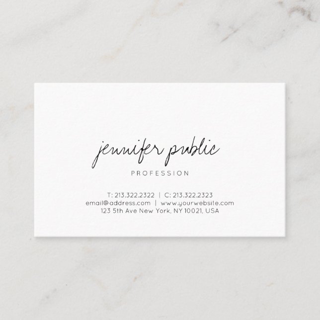 Modern Simple Elegant Handwritten Script Template Business Card (Front)