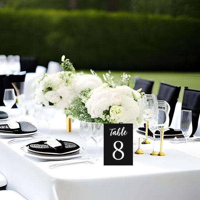 Modern Simple Elegant Matte Black White Wedding Table Number (Creator Uploaded)