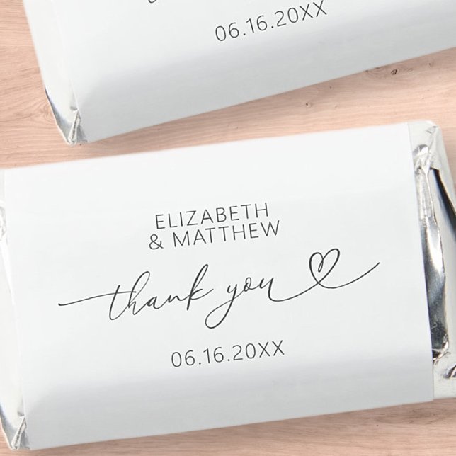 Modern Simple Elegant Minimal Chic Heart Wedding Hershey's Miniatures (Creator Uploaded)