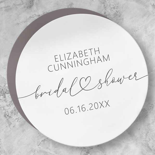 Modern Simple Elegant Minimal Heart Bridal Shower Car Magnet (Creator Uploaded)