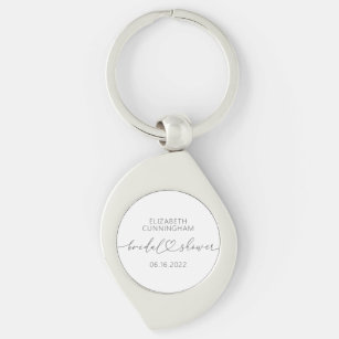 Modern Simple Elegant Minimal Heart Bridal Shower Keychain