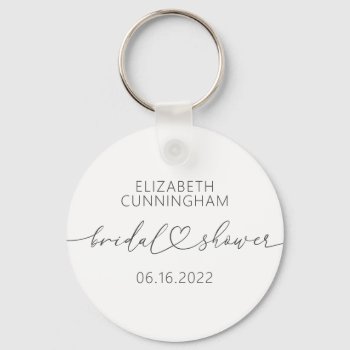 Modern Simple Elegant Minimal Heart Bridal Shower Keychain by WhitePaperBirch at Zazzle