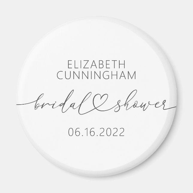 Modern Simple Elegant Minimal Heart Bridal Shower Magnet (Front)