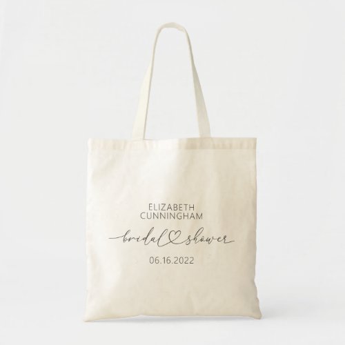 Modern Simple Elegant Minimal Heart Bridal Shower Tote Bag