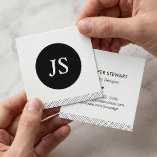 Modern Simple Elegant Monogram Dots Square Business Card