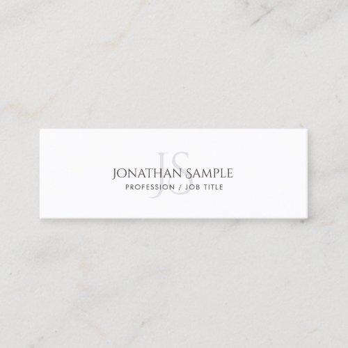 Modern Simple Elegant Monogram Plain Trendy Mini Business Card