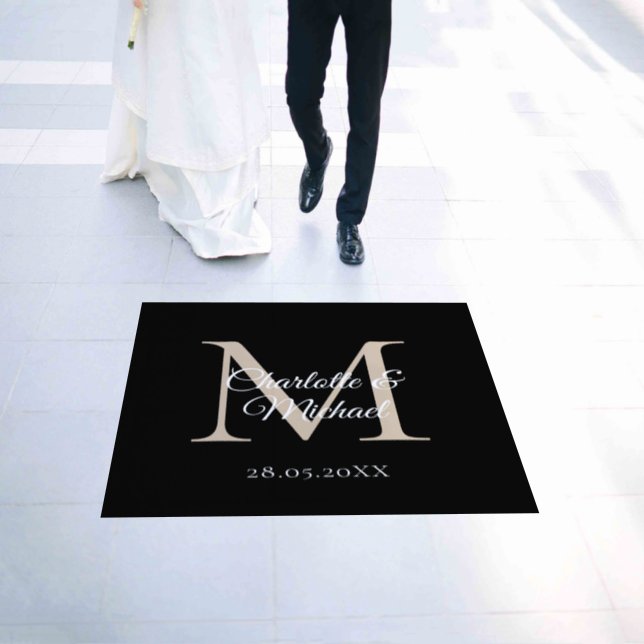 Modern, simple, elegant, monogram wedding floor decals (Wedding)